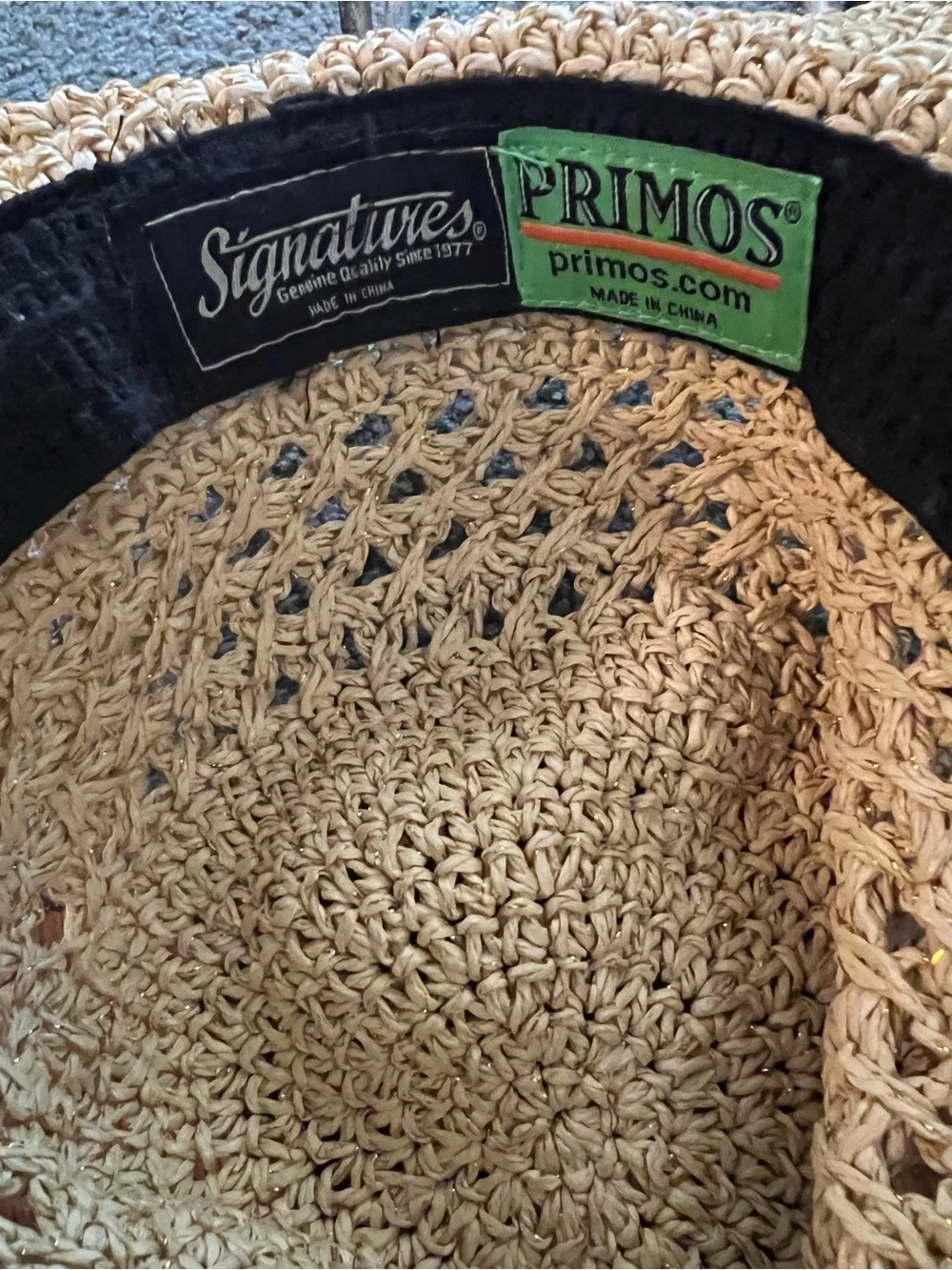 Primos unisex Straw Hat Size 7 Bendable Rim EUC